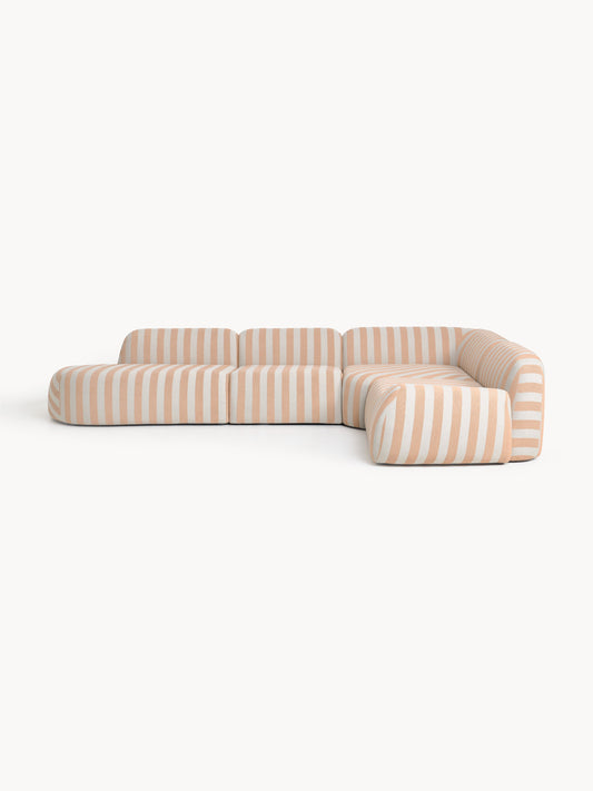 Wolbrenna Striped Modular XL Corner Sofa with Chaise Longue
