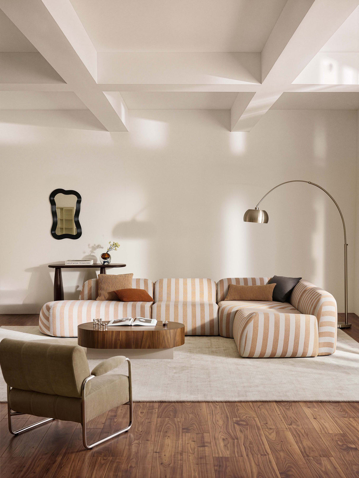 Wolbrenna Striped Modular XL Corner Sofa with Chaise Longue