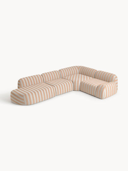 Wolbrenna Striped Modular XL Corner Sofa with Chaise Longue