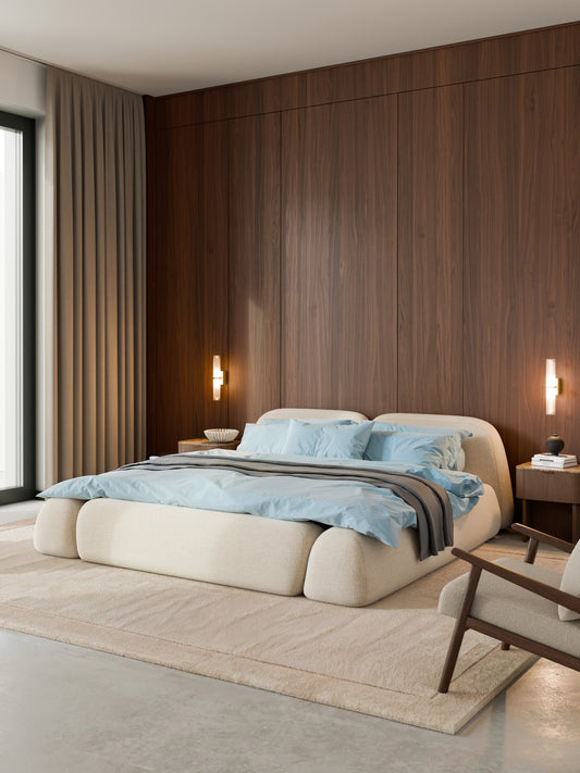 Wolbrenna Upholstered Bed in Bouclé